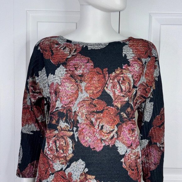 CABLE & GAUGE women's floral 3/4 sleeve sweater small - Picture 2 of 2